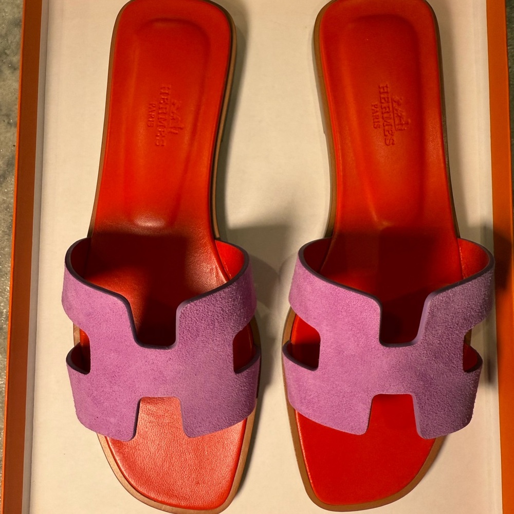 Hermes Red and Purple Women's OranSandals